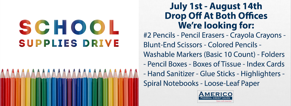 school supply drive now through august 14th