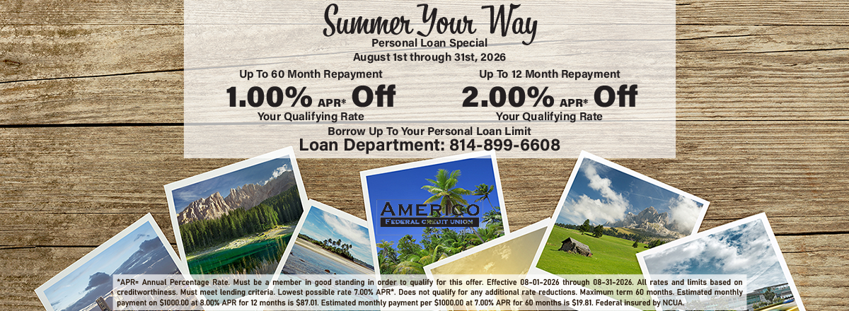 Personal Loan Special August 2026 - Up to 2.00% APR off based on term.