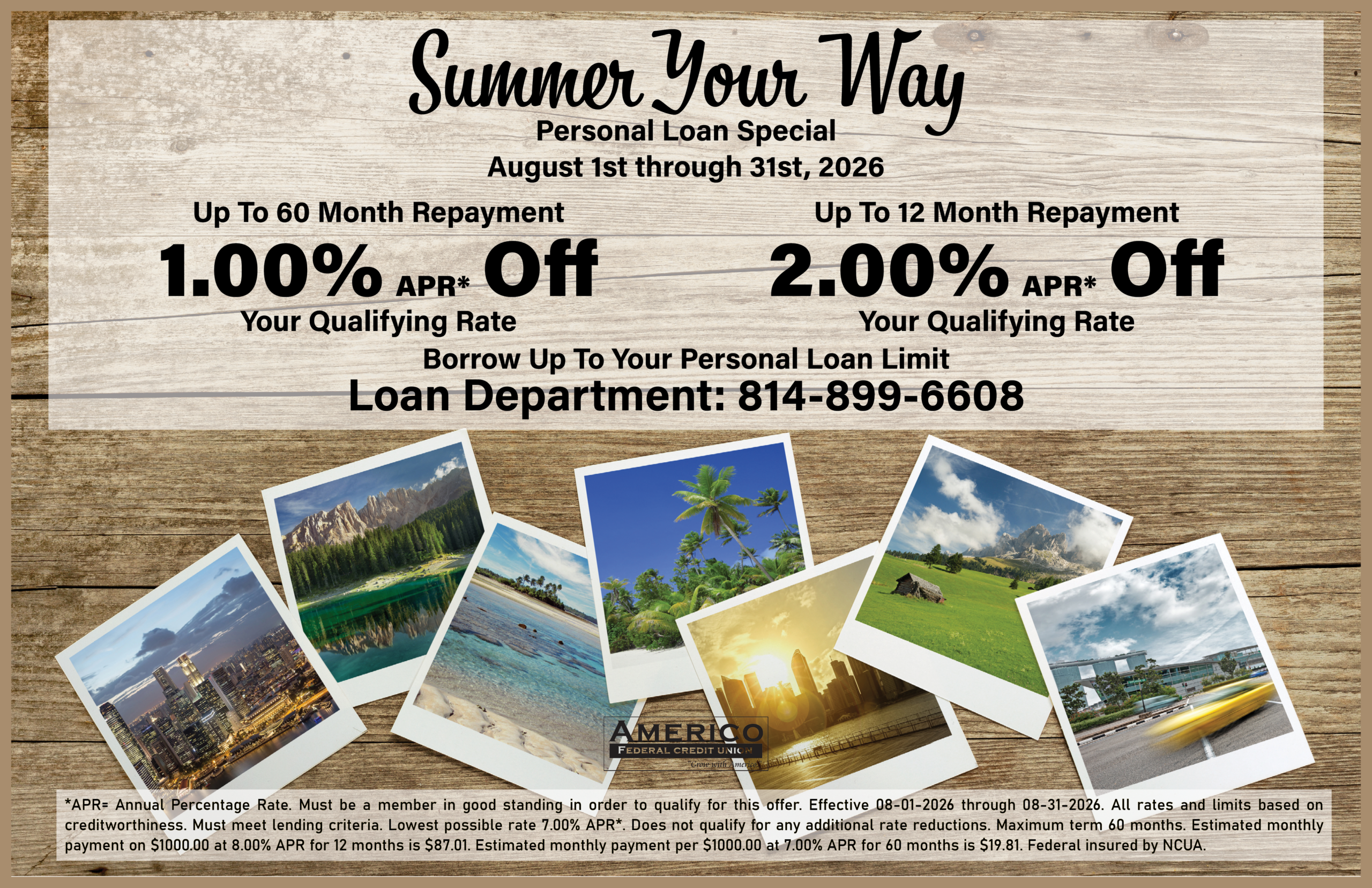 Personal Loan Special August 2026 - Up to 2.00% APR off based on term.