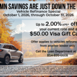 Vehicle Refinance Special - October 2026 - Up to 2.00% APR Off