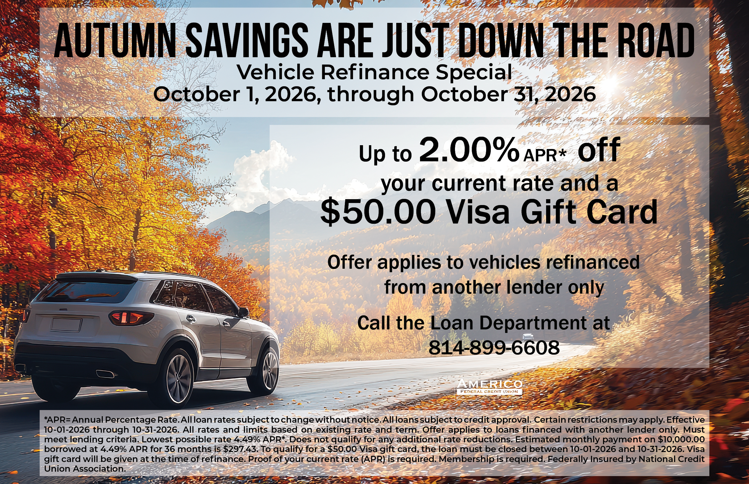 Vehicle Refinance Special - October 2026 - Up to 2.00% APR Off